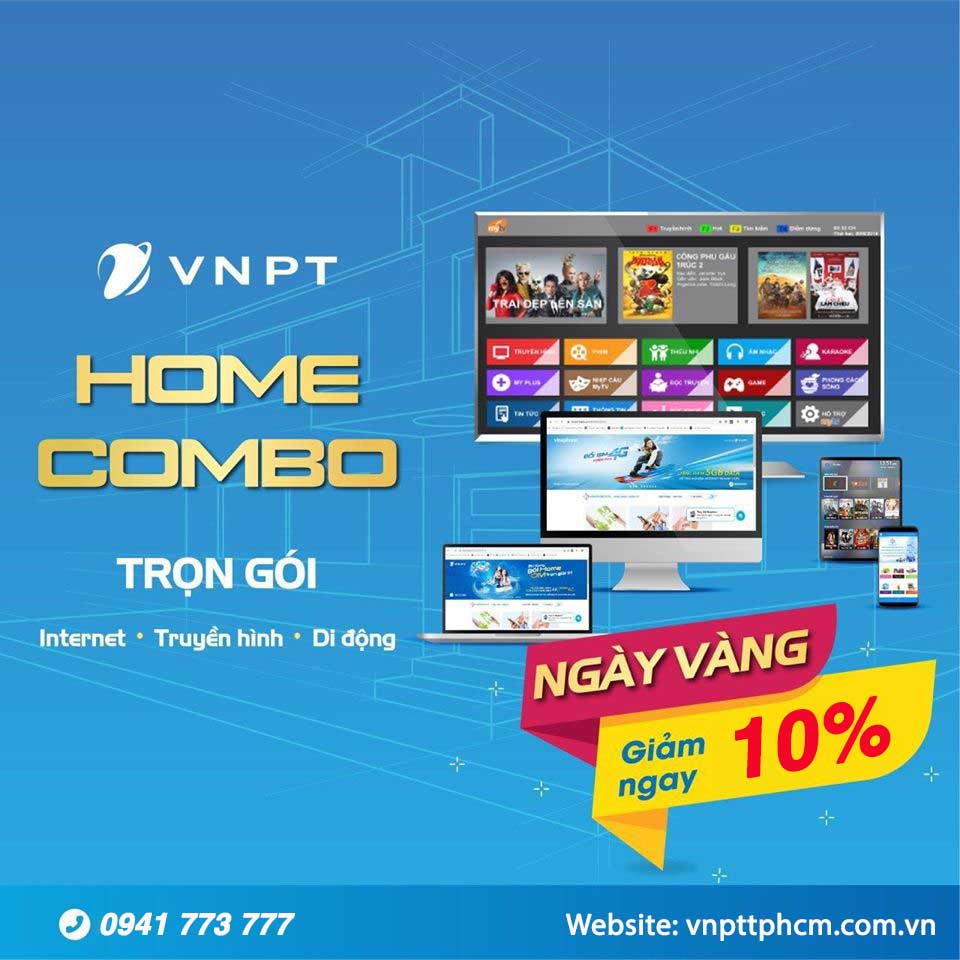 Ngày vàng ưu đãi giảm 10% gói Home Combo internet truyền hình VNPT