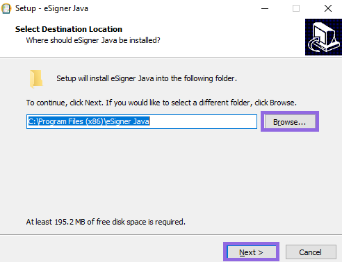 Setup file eSigner Java