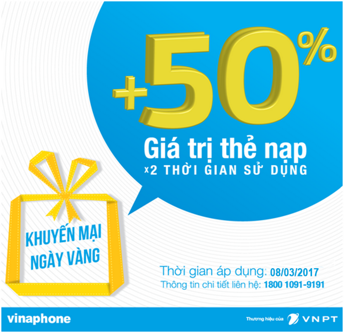 KHUYẾN MẠI NẠP THẺ NGÀY VÀNG 08/03/2017