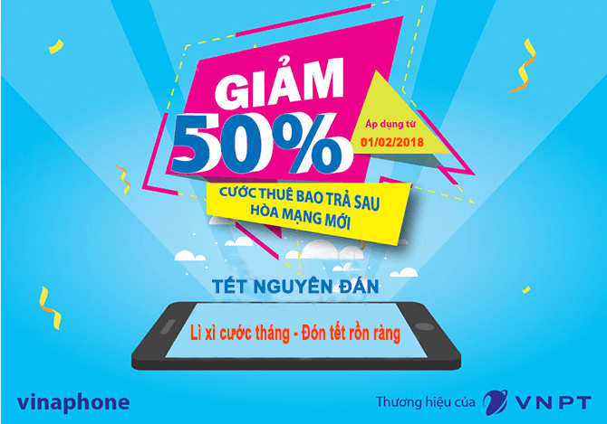  Giảm 50% cước sử dụng thuê bao vinaphone trả sau trong vòng 6 tháng